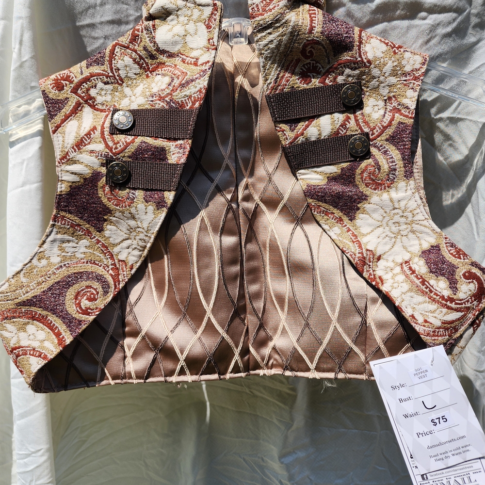 Floral Brocade Vest with Button Accents